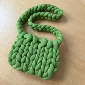 Knitted Green Bag Y2K 90s Whimsical Oversized Funky Artsy Hippie